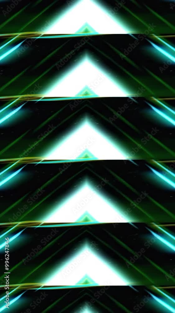 Aufkleber Triangular pattern with luminous lines. Motion. Kaleidoscopic pattern of triangles shimmering with neon colors. Repeating pattern of triangles and lines