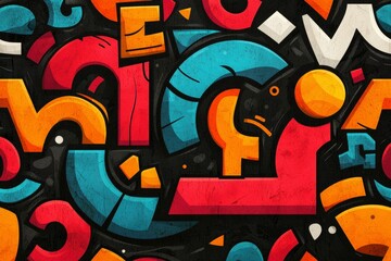 Obraz premium Abstract Geometric Pattern with Vibrant Colors and Grunge Texture