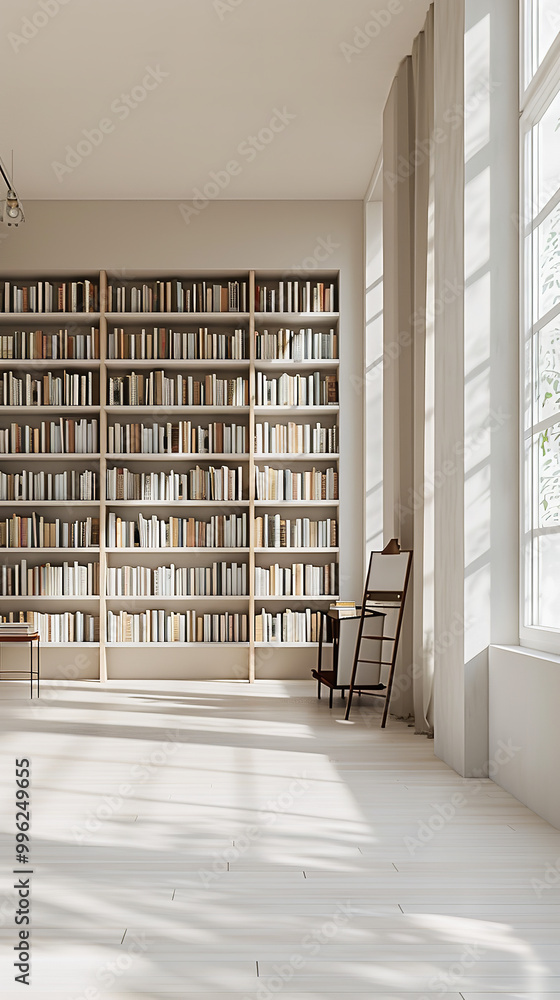 Wall mural Modern Home Library with Bestselling Books on Sleek Shelves  