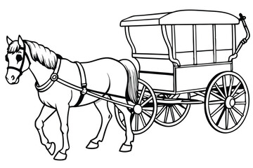 Horse-drawn Carriage vector silhouette