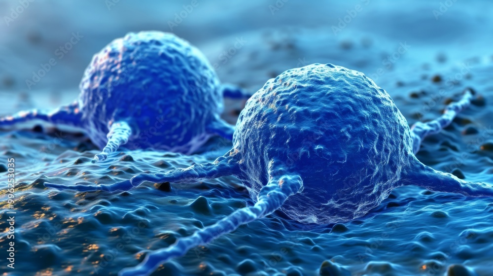 Poster cancer Cell close-up, experimental video