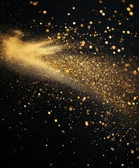Fototapeta premium A black background with gold glitter particles scattered all over it