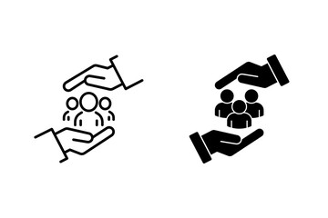 An inclusive workplace. Employees Protection Filled Outline icon set. vector illustration