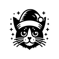 Christmas Santa Hat cat white background
