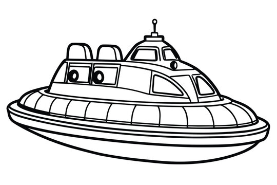 recommend clip art: Hover craft vector line  art style