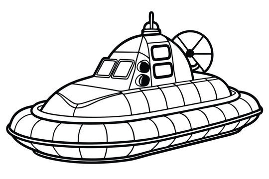 recommend clip art: Hover craft vector line  art style