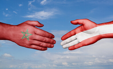 Austria and Morocco country handshaking with flags, consensus concept international co-operation illustration