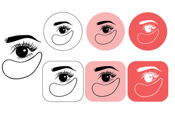 Gel Patch Line Icon. Collagen Eye Patches for Beauty and Skin Care. Face Anti Aging Procedure Icon. Cosmetic Eye Patches Against Facial Wrinkles. Vector Illustration.

