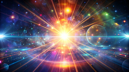 Abstract composition with vibrant lens flares creating an otherworldly atmosphere , lens flare, abstract, vibrant