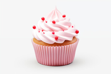 Cupcake on white background. Pastry related themes. Bakery professions. Cupcake making. Buying and selling cupcakes. Images for graphic designers. Cookbook. Isolated cupcake.