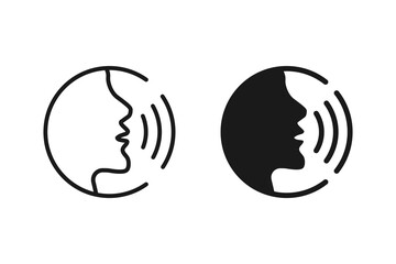 Talking man vector icon set. great for logos and voice control interactions. Flat concept of talking head isolated on white background.