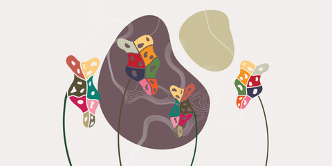 Abstract tropical leaf pattern, ornamental plants background