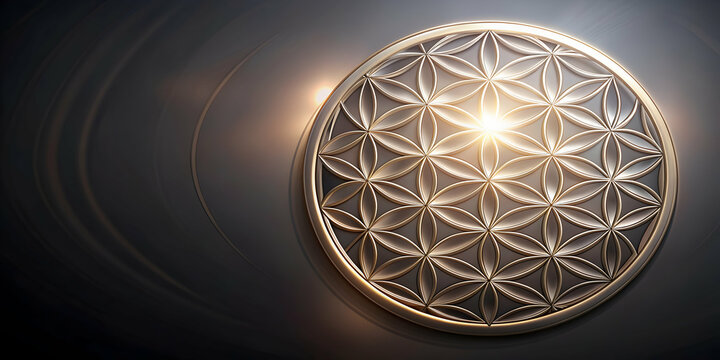 Luminous pearl-dark grey Flower of Life, elegant , elegant, luminous, pearl, dark grey, Flower of Life, sacred geometry