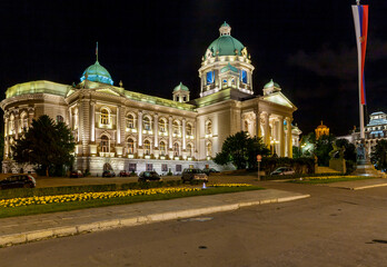Fototapeta premium Europe, Serbia, Belgrade, The Parliament building of Serbia, Savski Venac district, New Belgrade