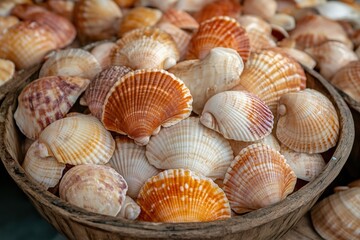 A bowl full of shells of various sizes and colors