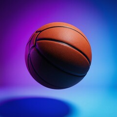 Obraz premium A basketball floats against a backdrop of purple and blue hues
