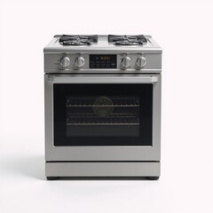 Fototapeta premium Stove oven displayed against white background kitchen home appliance focus