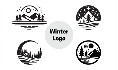 Obraz premium Set of Winter logo design vector illustration.