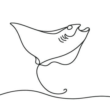 minimalist line art black manta ray clip art preview