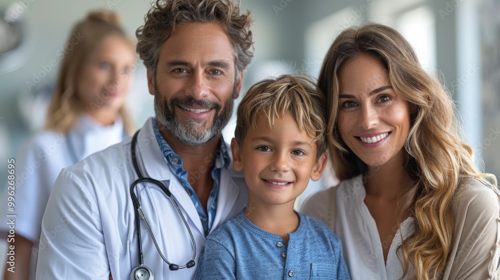 Wall mural Illustrate a doctor explaining a treatment plan to parents while