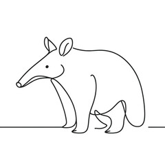 Obraz premium A black and white drawing of a bear with a long snout. The bear is standing on a ledge and looking at the camera