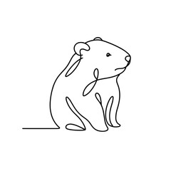 A bear is sitting on a white background. The bear is looking at the camera. The bear is small and cute