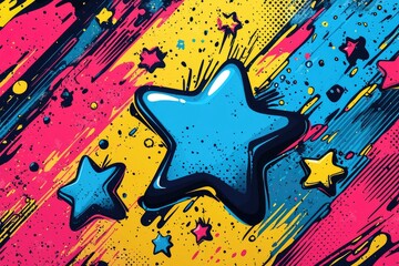 Colorful Abstract Background with a Large 3D Star