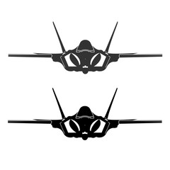 F-35 Lightning II, two war plane front dark gray and black colors, no white color icon.