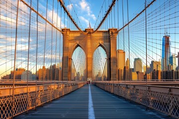 The bridge is a beautiful sight to see, with the city skyline in the background