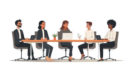 Obraz premium Diverse Group of Professionals Engaged in a Meeting and Brainstorming Ideas