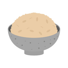 Steamed Brown Rice in a Bowl. Vector.
