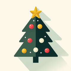 Simple Flat Christmas Tree Vector Illustration, Festive Christmas Tree Vector Art Illustration, New Year 2024, Vector illustration, party invitations. New year 
