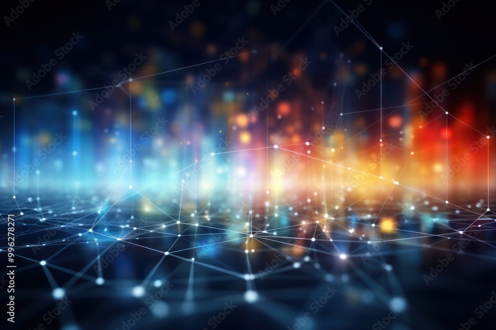 Aufkleber abstract network and data speed light night illuminated.