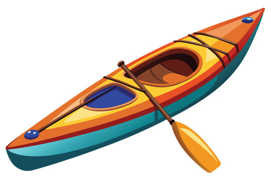 colorful kayak with paddle, water sport clip art preview