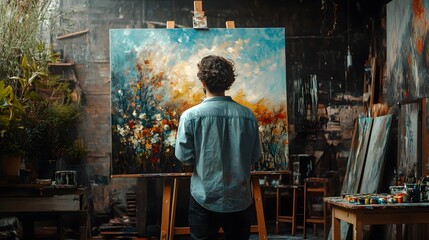 Captivating Landscape with Vibrant Flowers and Serene Sky