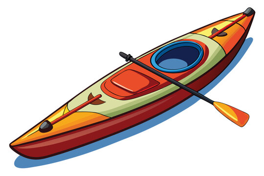 colorful kayak with paddle, water sport clip art preview