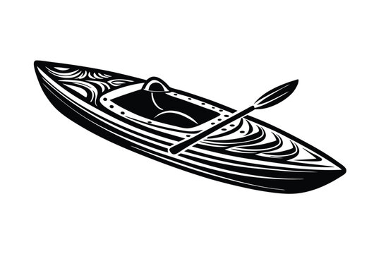 black kayak with paddle, watercraft clip art preview