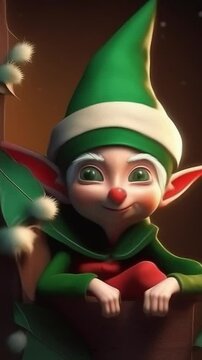 Santa Claus elf in green suit illustration