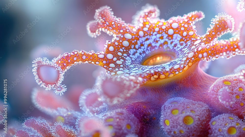 Canvas Prints Close-Up of a Vibrant Coral Polyp in the Ocean