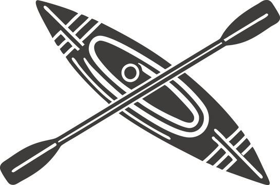 dark kayak with paddle, water sport clip art preview
