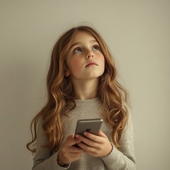 Fototapeta premium woman, phone, mobile, beauty, people, cellphone, person, communication, telephone, technology, holding, smile, business, cell, smiling, face, teen, model, text, one, message, lady, hair, looking, hand
