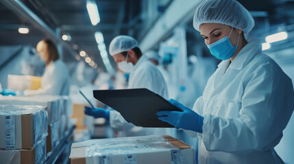 A logistics team carefully managing pharmaceutical air transport, monitoring temperature and ensuring compliance with health regulations