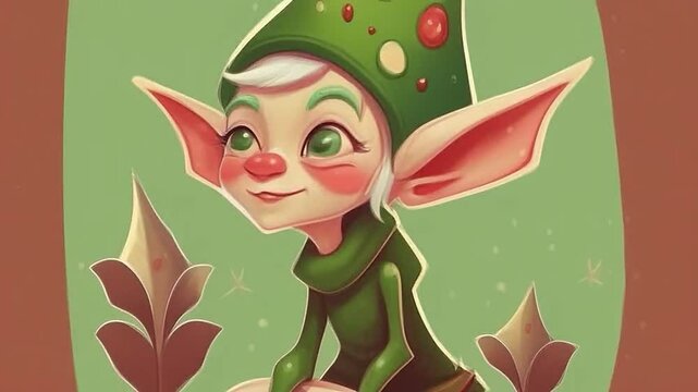 Santa Claus elf in green suit illustration