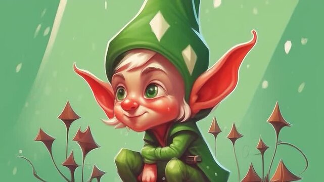 Santa Claus elf in green suit illustration