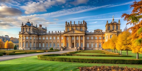 The South facade of Blenheim Palace in autumn sunshine AI-Generated Content