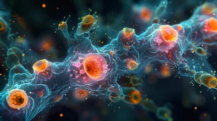 An immunofluorescence microscopy image depicting the distribution of Clara cells in bronchioles, showing their club-shaped morphology and secretion