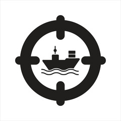 Cargo ship icon. Target. Attack icon