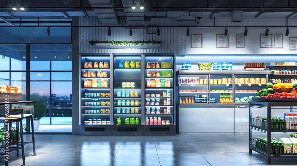 Poster automated convenience store with smart shelves and inventory management system