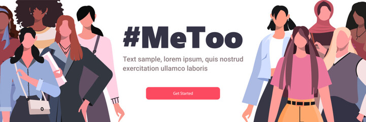 Me Too. Social movement concerning sexual assault and harassment. Stop sexual harassment. Women vindicating their rights.Flat vector illustration. Not AI generated
