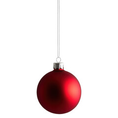 Red Christmas ornament on silver string against transparent background, Christmas bauble, transparent image, png